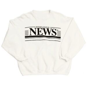 International News - VINTAGE Pullover Sweatshirt Crew Neck - Medium